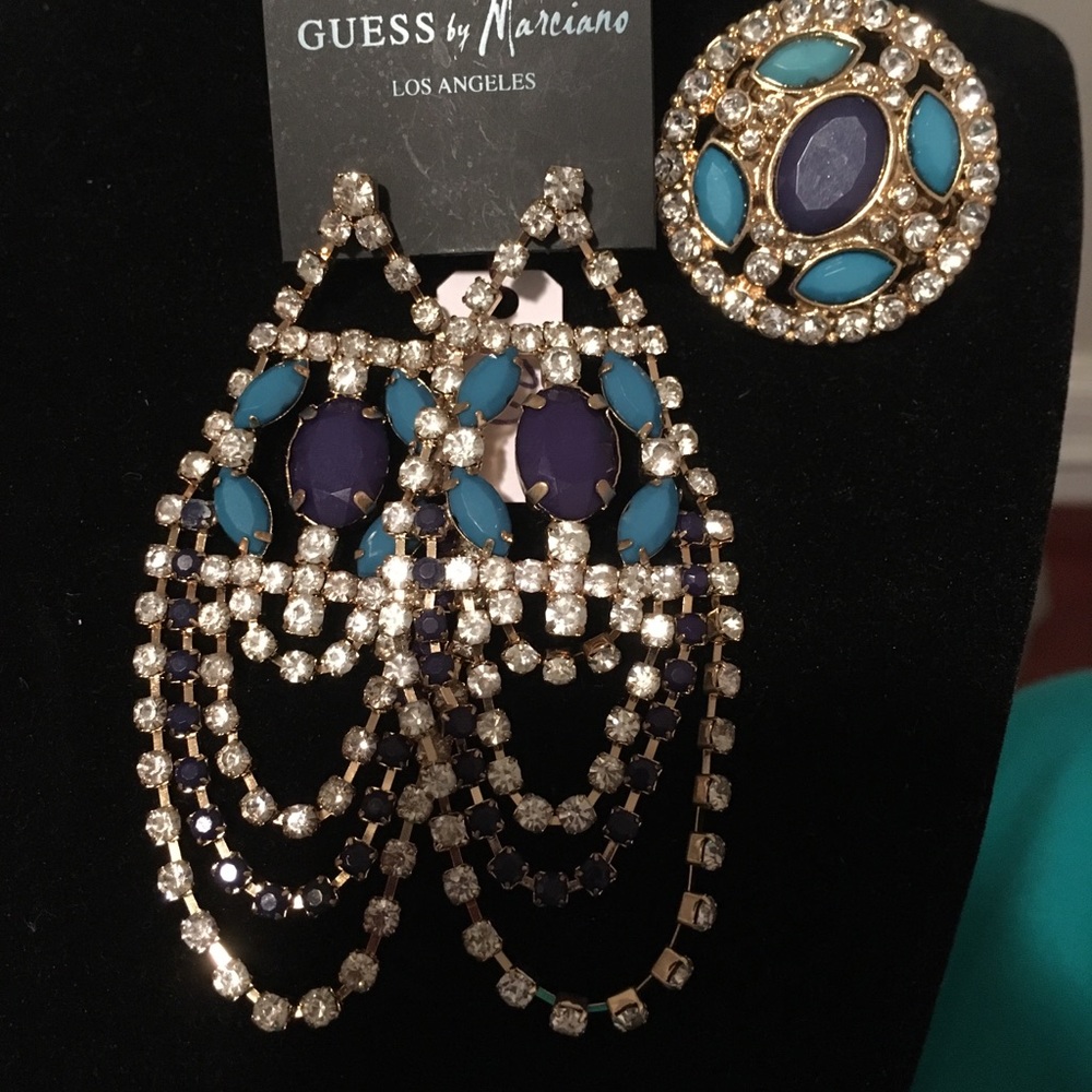 GUESS BY MARCIANO Stone Earrings and Ring Set